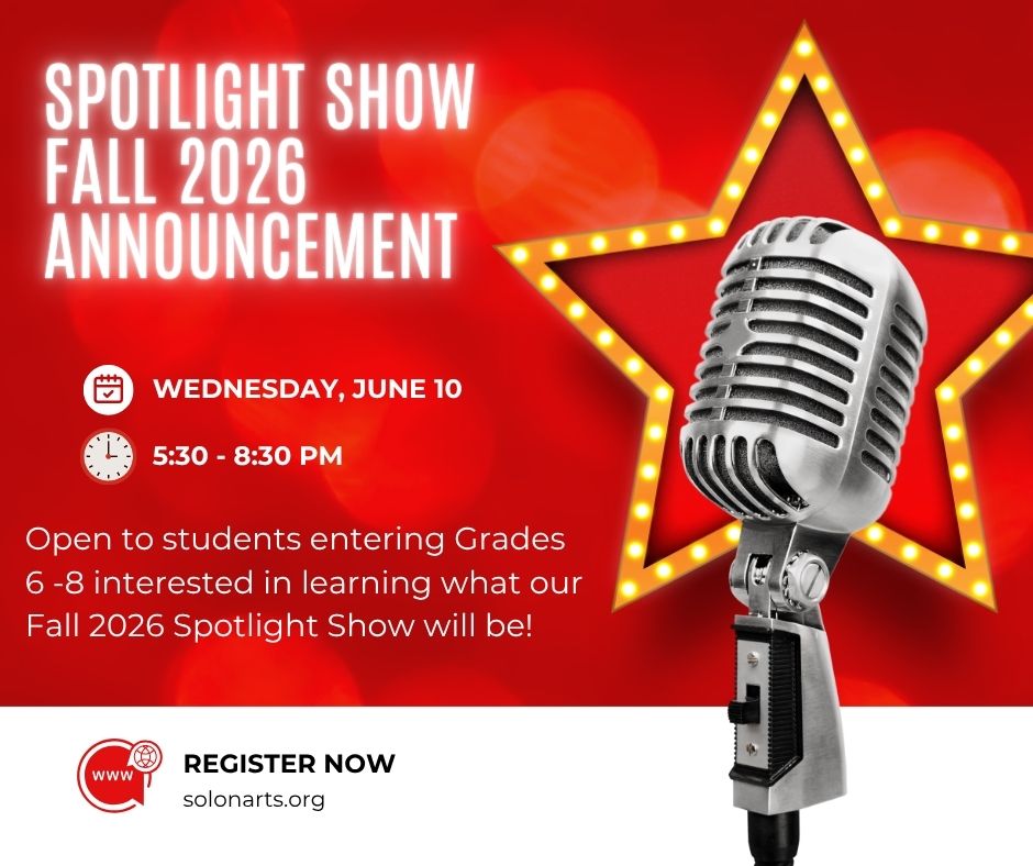 Solon Community Arts Invites Grades 6-8 Students to Fall 2026 Spotlight Show Announcement Party